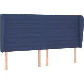 vidaXL Hoofdbord met randen 203x23x118/128 cm stof blauw
