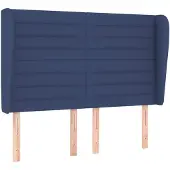 vidaXL Hoofdbord met randen 147x23x118/128 cm stof blauw