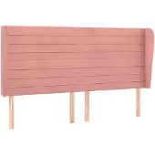 vidaXL Hoofdbord met randen 203x23x118/128 cm fluweel roze