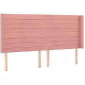 vidaXL Hoofdbord met randen 203x16x118/128 cm fluweel roze