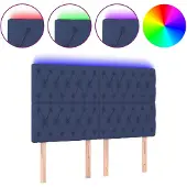 vidaXL Hoofdbord LED 144x7x118/128 cm stof blauw