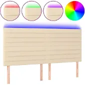 vidaXL Hoofdbord LED 200x5x118/128 cm stof crèmekleurig