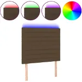 vidaXL Hoofdbord LED 100x5x118/128 cm stof donkerbruin