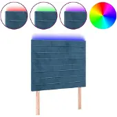 vidaXL Hoofdbord LED 80x5x118/128 cm fluweel donkerblauw