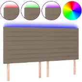 vidaXL Hoofdbord LED 200x5x118/128 cm stof taupe