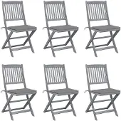 vidaXL Tuinstoelen 6 st inklapbaar met kussens massief acaciahout