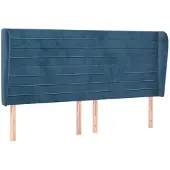 vidaXL Hoofdbord met randen 183x23x118/128 cm fluweel donkerblauw