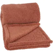 Clarysse Long Fur Fleece Plaid - Coral