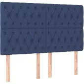 vidaXL Hoofdbord blauw 144x7x118/128 cm stof
