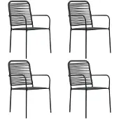 vidaXL Tuinstoelen 4 st katoenen touw en staal zwart