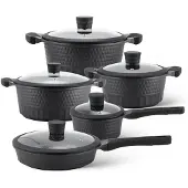 Edenberg Black Line - 10-delige Luxe Pannenset van Gesmeed Aluminium