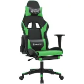 vidaXL Massage gamestoel met voetensteun kunstleer zwart en groen