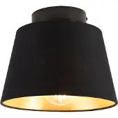 QAZQA Plafondlamp met katoenen kap zwart met goud 20 cm - Combi zwart