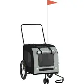 vidaXL Hondenfietstrailer oxford stof en ijzer zwart en grijs