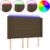 vidaXL Hoofdbord LED 147x16x118/128 cm stof donkerbruin