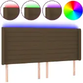 vidaXL Hoofdbord LED 163x16x118/128 cm stof donkerbruin