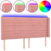 vidaXL Hoofdbord LED 163x16x118/128 cm fluweel roze