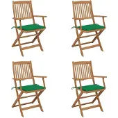 vidaXL Tuinstoelen 4 st inklapbaar met kussens massief acaciahout