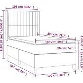 vidaXL Boxspring met matras stof blauw 100x200 cm