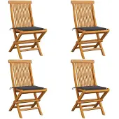 vidaXL Tuinstoelen 4 st met antracietkleurige kussens massief teakhout