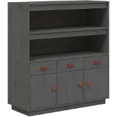 vidaXL Hoge kast 100x40x108,5 cm massief grenenhout grijs