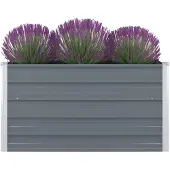 vidaXL Verhoogde plantenbak, 100 x 100 x 45 cm, verzinkstaal, grijs