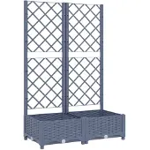 vidaXL Plantenbak met trellis blauwgrijs 80x40x121,5 cm PP
