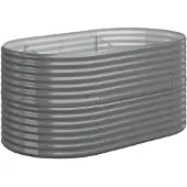 vidaXL Plantenbak 152x80x68 cm gegalvaniseerd staal grijs