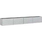vidaXL Plantenbak verhoogd 320x40x45 cm gegalvaniseerd staal zilver