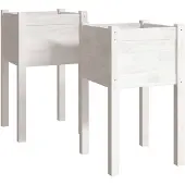 vidaXL Plantenbakken 2 st 40x40x70 cm massief grenenhout wit
