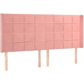 vidaXL Hoofdbord met randen 163x16x118/128 cm fluweel roze