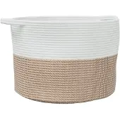 vidaXL Wasmand Ø 55x36 cm katoen bruin en wit