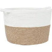 vidaXL Wasmand Ø 60x36 cm katoen bruin en wit