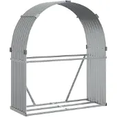 vidaXL Haardhoutopslag 120x45x140 cm gegalvaniseerd staal lichtgrijs
