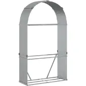 vidaXL Haardhoutopslag 120x45x210 cm gegalvaniseerd staal zilverkleur