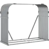 vidaXL Haardhoutopslag 120x45x100 cm gegalvaniseerd staal lichtgrijs
