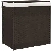 vidaXL Wasmand met 2 vakken 53x35x57 cm poly rattan donkerbruin