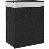 vidaXL Wasmand met deksel 46x33x60 cm poly rattan zwart