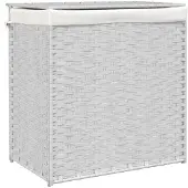 vidaXL Wasmand met 2 vakken 53x35x57 cm poly rattan wit