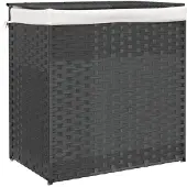 vidaXL Wasmand met 2 vakken 53x35x57 cm poly rattan grijs