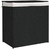 vidaXL Wasmand met 2 vakken 53x35x57 cm poly rattan zwart