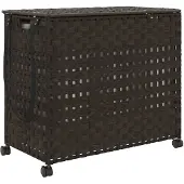 vidaXL Wasmand op wielen 66x35x60 cm rattan donkerbruin