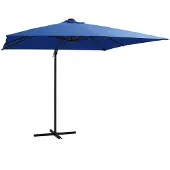 vidaXL Zweefparasol met LED en stalen paal 250x250 cm azuurblauw