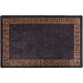 vidaXL Vloerkleed wasbaar 80x150 cm zwart en goudkleurig