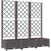 vidaXL Plantenbak met trellis bruin 120x40x121,5 cm PP