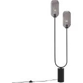 QAZQA Art Deco vloerlamp zwart met smoke glas 2-lichts - Rid