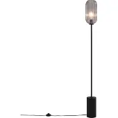 QAZQA Art Deco vloerlamp zwart met smoke glas - Rid