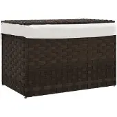 vidaXL Wasmand met deksel 55,5x35x34 cm poly rattan donkerbruin