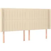 vidaXL Hoofdbord met randen 163x16x118/128 cm stof crèmekleurig