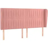 vidaXL Hoofdbord met randen 183x23x118/128 cm fluweel roze